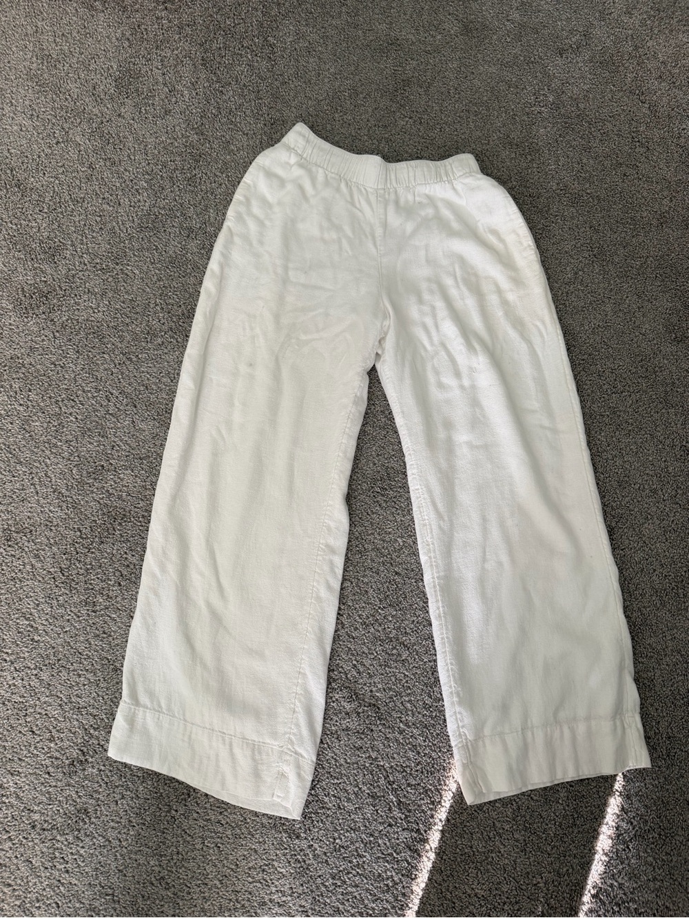 Abercrombie & Fitch Linen White Pull-On Wide-Leg Pants